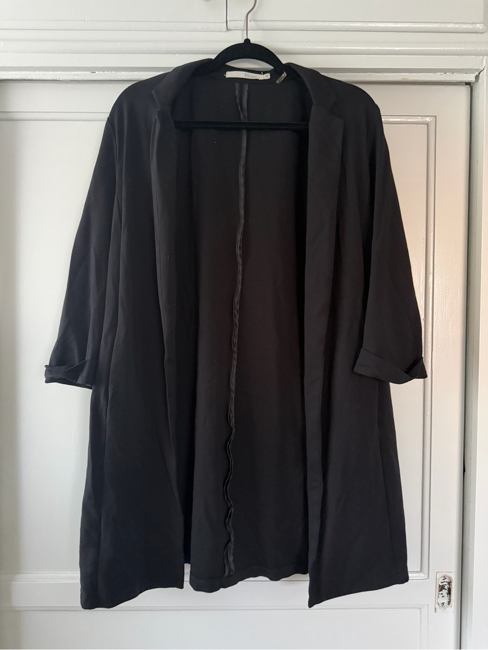 Black Open-Front Lightweight Robe Jacket